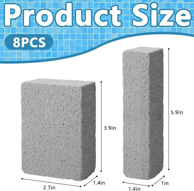 8 Pcs Pools Pumice Stone - Pool Cleaning Block Swimming Pumice Pool Tile Stone for Pools & Spa Tile, Grout & Concrete Cleaning (8Pcs)