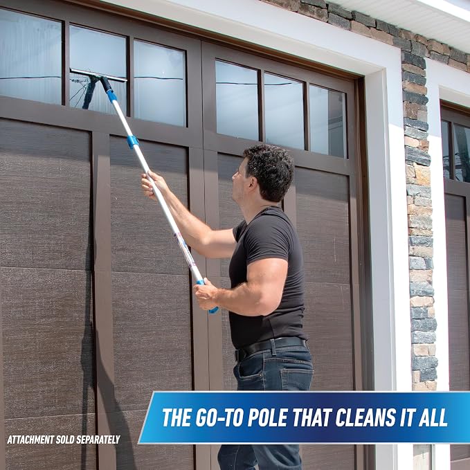 Unger Professional Connect & Clean 3’-6’ Aluminum Telescopic Extension Pole with Locking Cone & Quick-Flip Clamp – Compatible with Cleaning Tool Attachments, Window Cleaning & Dusting Tool
