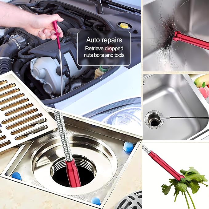 Flexible Magnetic Pickup Tool,Bendable Grabber Tool with 4 Claws & Strong Magnet – Flexible Claw Pick-Up Reacher for Narrow Spaces, Engine Bay, Sink, Drain, Jewelry, Keys, Metal Objects（28 Inch