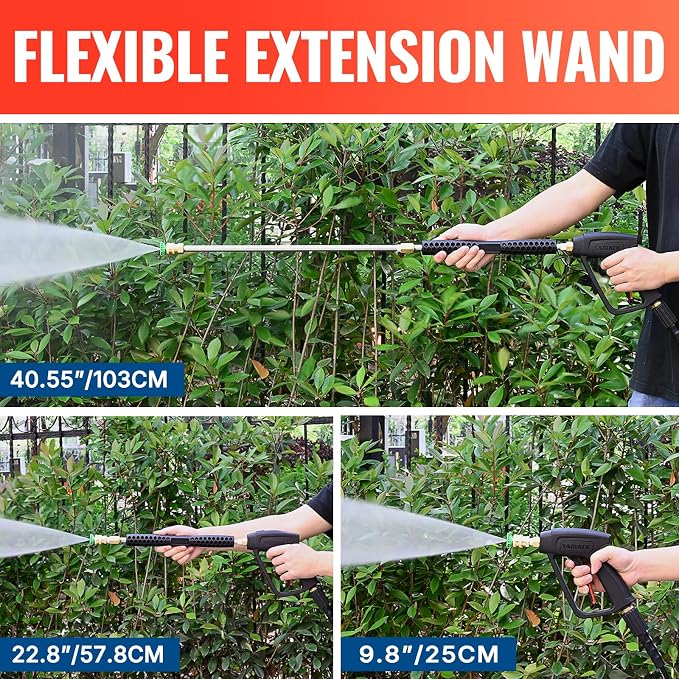YAMATIC Pressure Washer Gun and Wand with 5 Spray Nozzles, M22-14mm & M22-15mm Fitting Replacement for Ryobi, Karcher, Greenworks, Craftsman, Troy bilt Power Washers, 4000 PSI
