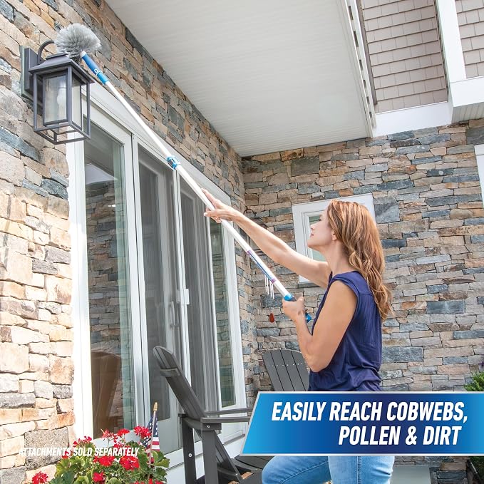 Unger Professional Connect & Clean 3’-6’ Aluminum Telescopic Extension Pole with Locking Cone & Quick-Flip Clamp – Compatible with Cleaning Tool Attachments, Window Cleaning & Dusting Tool