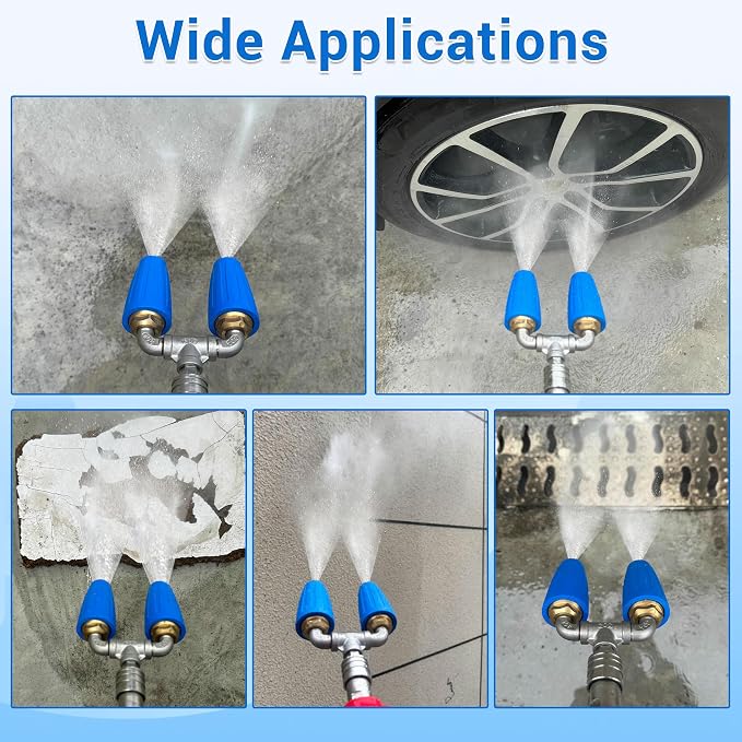 Dual Turbo Nozzle Pressure Washer, 1/4" Quick Connector, 4000 PSI | Twin 360° rotating spray for hard surfaces; 2.0 orifice, 4-6 GPM, 140°F/60°C