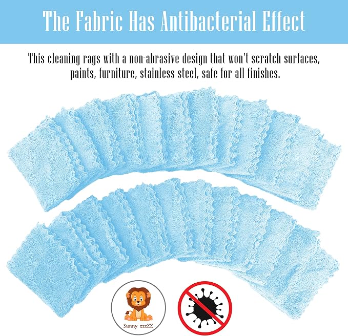 24 Pack Kitchen Dishcloths - Does Not Shed Fluff - Reusable Dish Towels, Dish cloths, Super Absorbent Coral Fleece Cleaning Cloths, Nonstick Oil Washable Fast Drying, 7 x 9 Inch (Aquamarine)