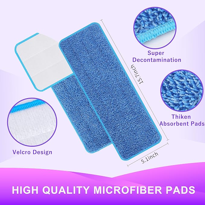 Reusable Power Mop Refill Pads for Swiffer Power Mop Starter Kit | Swifter Powermop Pads Refills - Multi-Surface & Wood Mopping Pad Refill for Floor Cleaning - Washable Microfiber Pad, 4 Pack
