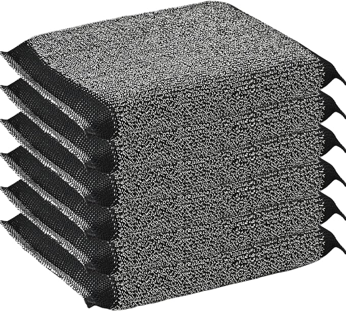 Steel Wool Scrub Sponges, Non Scratch Kitchen Dish Scrubbers | 6 Pack Black Reusable Gentle Cleaning Sponges for Pots, Pans, Cookware, No Scratches on Stainless & Non-Stick Surfaces