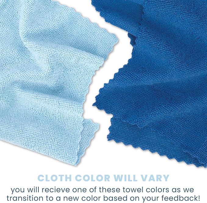 S&T INC. 50 Pack Microfiber Cleaning Cloth with Box, Bulk Towels for Home, Reusable Microfiber Towels for Cars, Cleaning Rags, Blue Color Will Vary, 190gsm, 11.8 Inches x 11.8 Inches, 50 Count