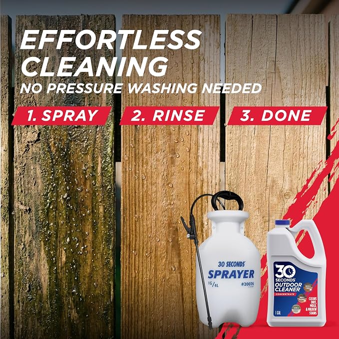 30 SECONDS Outdoor Mold & Mildew Cleaner & Stain Remover Concentrate | 128 fl. oz. | 4 Pack