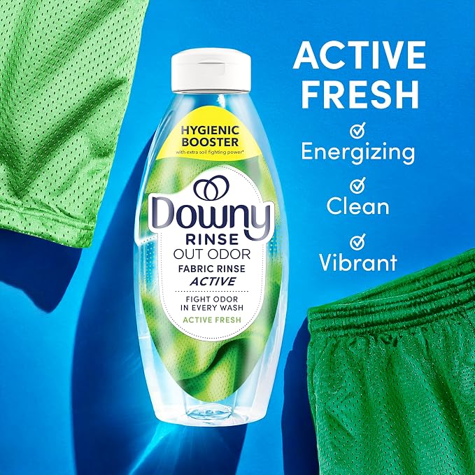 Downy RINSE & REFRESH Laundry Odor Remover and Fabric Softener for Activewear, Active Fresh Scent, 48 oz