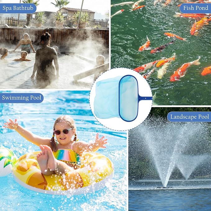 Sunnyglade Swimming Pool Cleaner Supplies/Professional Heavy Duty Pool Leaf Rake Fine Mesh Frame Net/Cleaning Leaf Skim Net (15.5x11in)
