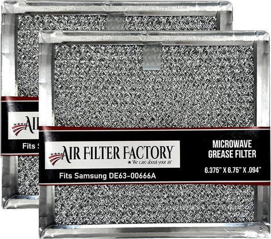 Air Filter Factory Microwave Filter 6.75" X 6.34" DE63-00666A Replacement For Samsung Over The Range Kitchen Oven Vent Grease Screen Fits AP5306190 2-Pack
