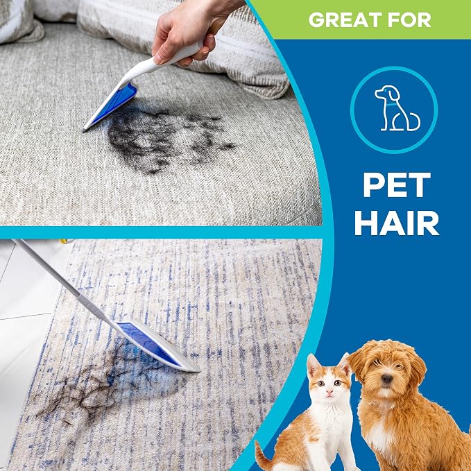 Helio AirBroom 3-Piece Sweeper, Squeegee & Dustpan for Wet/Dry Cleaning | Pet hair broom and squeegee for wet and dry cleaning on floors, windows, carpets, and furniture.