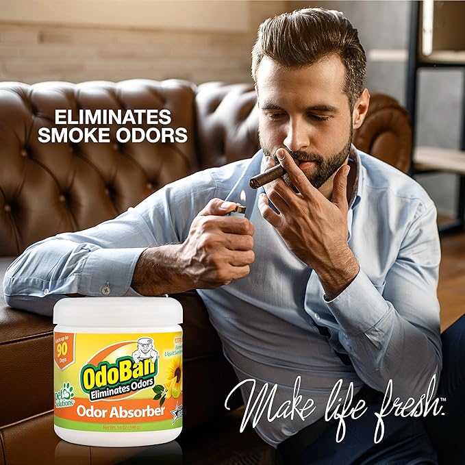 OdoBan Aroma Eliminator Set, Made in the USA, 10 Ounce Natural Oil Real Citrus Orange Air Freshener Spray, 1 Gallon Multipurpose Disinfectant Cleaning Concentrate, 14 Ounce Solid Scent Absorber
