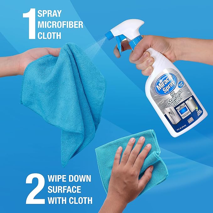 MiracleSpray for Stainless Steel, Cleaning Spray, Removes Fingerprints and Smudges From Oven, Refrigerator, Microwave, Sink, Hood, and Grill, 16 Ounce