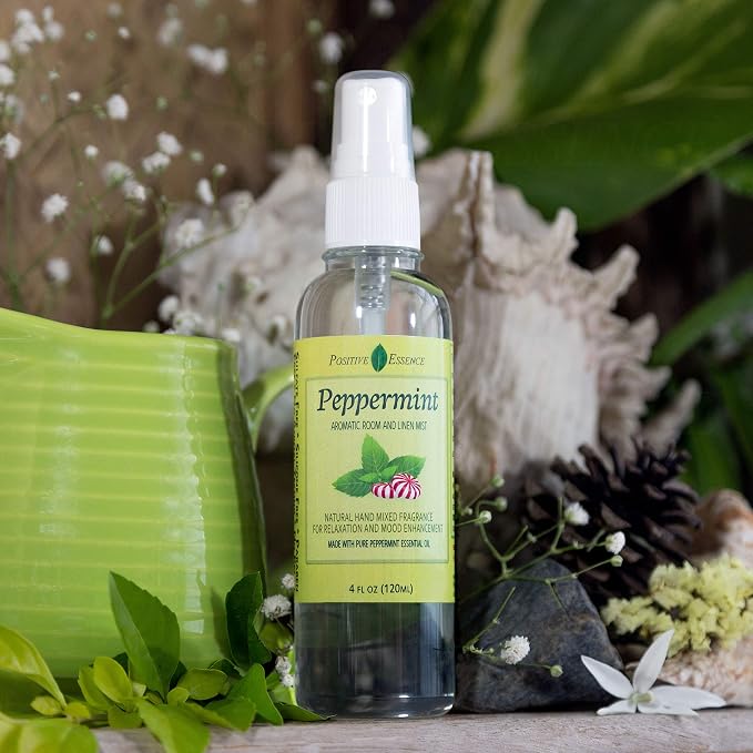 Peppermint Linen and Room Spray, Natural Pillow Mist, Made with Pure Peppermint Essential Oil, Home Fragrance for Relaxation, Bathroom Air Freshener Odor Eliminator