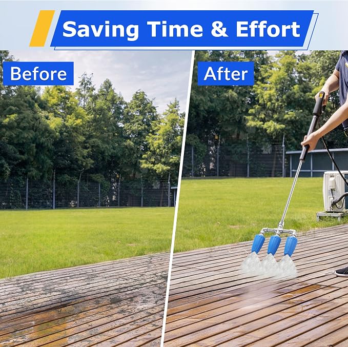 Triple Turbo Nozzle Pressure Washer, 1/4" Quick Connect, 4000 PSI | 3-in-1 Turbo Nozzle for Driveways, Patios, Decks, and Walls, 360° Rotating Turbo Nozzle Tip, 4-6 GPM, 2.0 Orifice