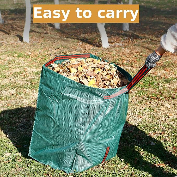 RISETEX Leaf Rake with 53 Gal Leaf Bags, Expandable Heavy Duty Metal Set | Dustpan-type Yard Waste bags, long steel handle Rake for leaves, for lawns, shrubs, grass, yard cleanup, gardening