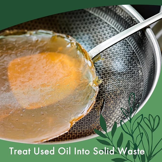 LaSyL Natural Cooking Oil Solidifier Powder, Harden Up to 2.25 Gallon of Fry Oil Away from Mess, 100% Plant-Based Hardener for Disposal, Value Pack 12 Oz （2 Pack）