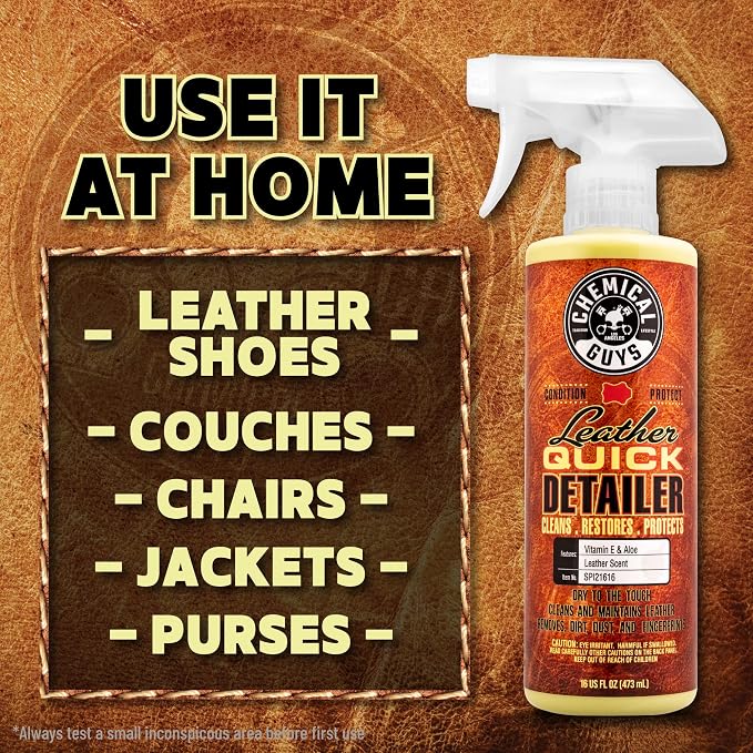 Chemical Guys, Leather Quick Detailer, Cleaner & Conditioner Spray, 32 oz | Quick spray cleans and conditions seats, furniture and apparel, safe on natural, synthetic and faux leather