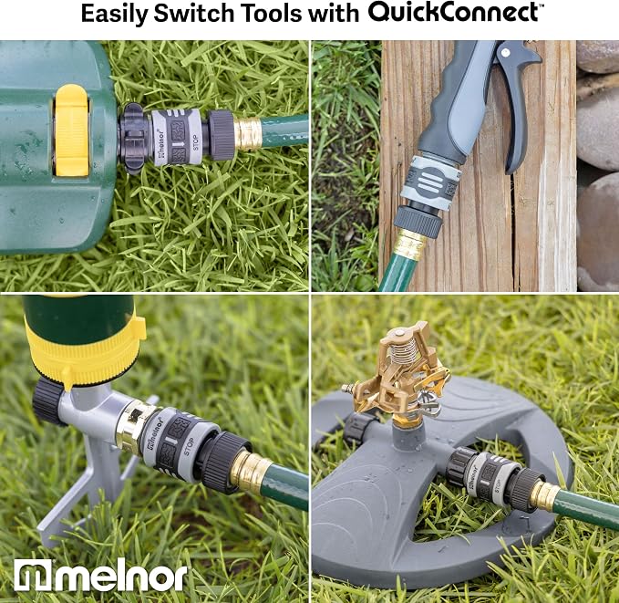 Melnor 65134AMZ 5 Piece Quick Connect Starter Set Connector Bundle, Product and Faucet Adapter, Product End and Faucet End Connector, Black, Yellow, Grey