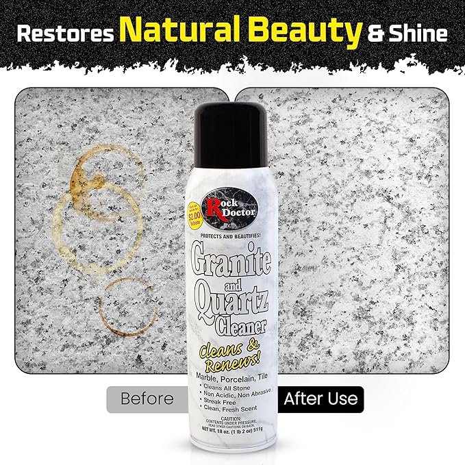 Rock Doctor Granite Cleaner - Cleans& Renews Surfaces - (18 oz) Surface Cleaner Spray, Granite/Marble Countertop Cleaner, Cleaning Spray for Vanity, Table Top, Kitchen Counters, Stone Surfaces