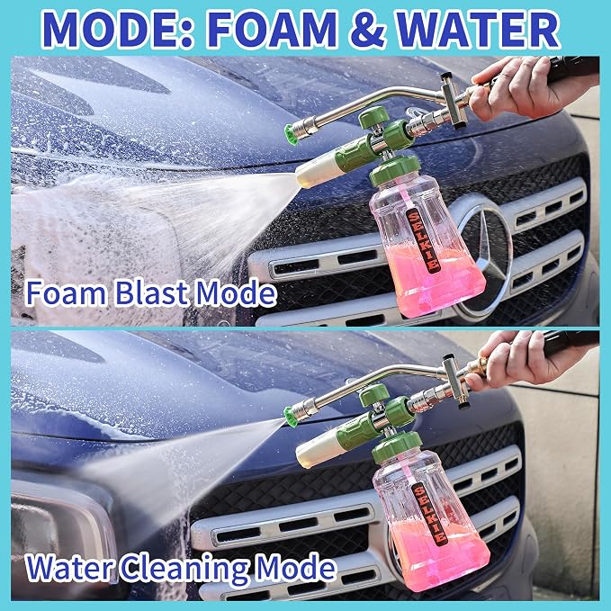 Selkie Foam Cannon with Double Tip Attachment,Adjustable Pressure Washer Foam Blaster with with Dual-Connector Accessory,5 Power Washer Sprayer Nozzles, 1/4" Quick Connect, 3600 PSI