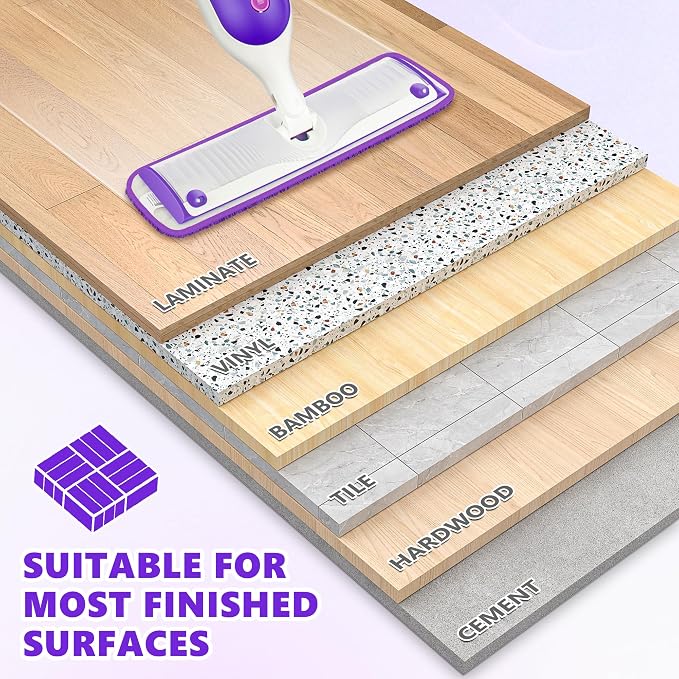 Reusable Microfiber Mop Pads for Swiffer PowerMop, 15" Washable Refills | 6 Absorbent Mopping Replacements, Wet Dry Use, for Multi-Surface Hardwood Tile Floor, Kitchen Bathroom Cleaning, Purple