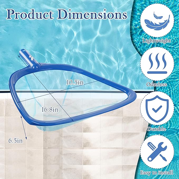 Sunnyglade Swimming Pool Cleaner Supplies/Professional Heavy Duty Pool Leaf Rake Fine Mesh Frame Net/Cleaning Leaf Skim Net (16.8x10.5in)