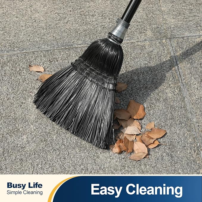 Yocada Broom Commercial Indoor Outdoor Broom 55.5 inch Tall Black | for Courtyard Garage Lobby Mall Market Floor Home Office Leaves Stone Dust Rubbish