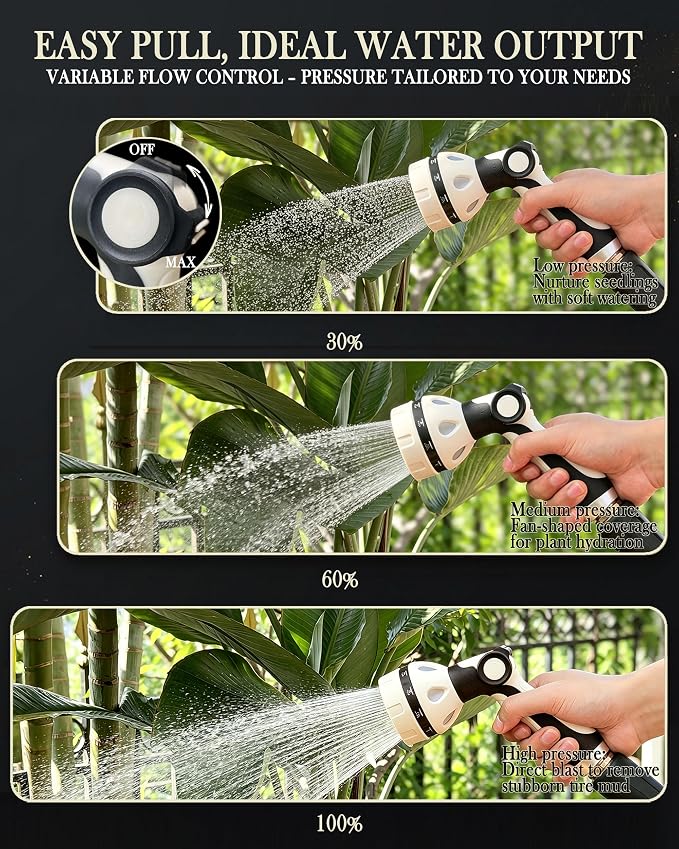 Garden Hose Nozzle - 10 Spray Patterns Water Sprayer Nozzle | Thumb Control On/Off Valve,Adjustable Flow Control Hose Gun Leak-Proof Water Attachment for Outdoor Lawn, Gardening,Car & Pet