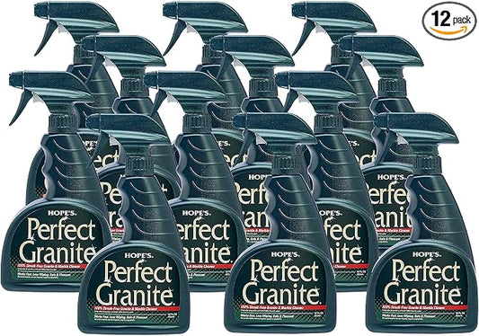 HOPE'S Perfect Granite & Marble Countertop Cleaner, Stain Remover and Polish, Streak-Free, Ammonia-Free, 22 Ounce, 12 Pack