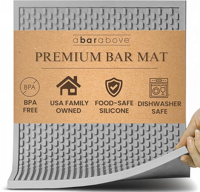 Premium A Bar Above Heavy Duty Bar Mat, Food Safe Silicone Mat, Mats for Bartending and Coffee, Commercial Strength Bartender Accessories, Dish Drying Mats for Kitchen Counter, Barista Accessories