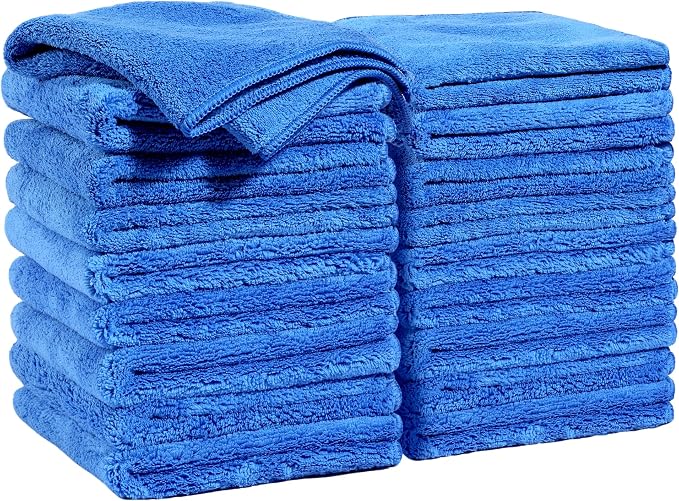 JOYMOOP Microfiber Cleaning Cloths 18 Packs, 11.8" x 11.8" Blue Reusable Kitchen Towels, Lint-Free Cleaning Rags, Super Absorbent Cleaning Cloths for Kitchen, Car, and Household Cleaning