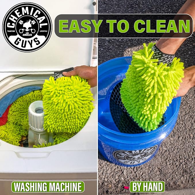 Chemical Guys, Chenille Microfiber Wash Mitt for Cars, Lime Green, Single | Ultra-soft chenille noodles hold thick suds and trap grit, gentle on paint, glass and chrome, machine washable