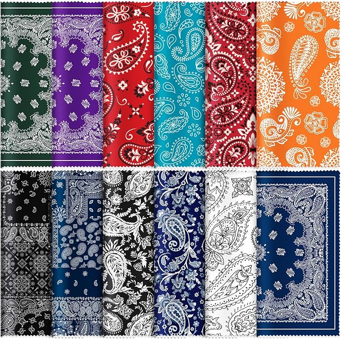 Copkim 24 Pcs Polyester Cleaning Cloth Paisley Elegant Flowers Design Glasses Cleaning Cloth Multicolor Microfiber Lens Wipes Reusable Eyeglasses Wipes for Camera Lens Cell Phone Screens, 6 x 6 Inch