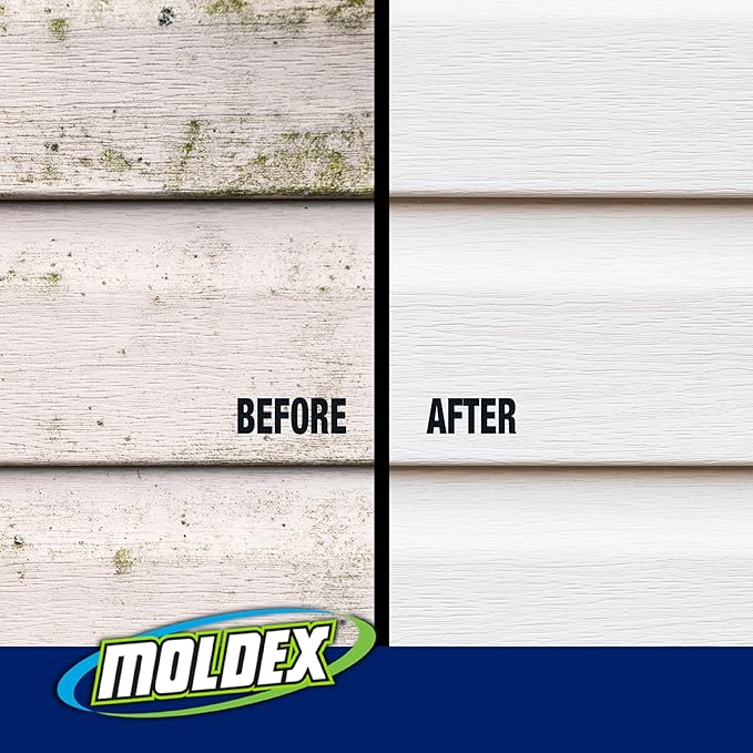 Moldex® Instant Outdoor Cleaner Concentrate with Bleach, 1 Gallon – Fast Acting Solution for Mold and Mildew Stains on Siding, Decks, Fences and Exterior Surfaces