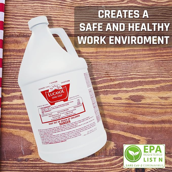 Lucasol One Step Hospital Grade Disinfectant Concentrate, Non-Porous Surface Sanitizer - 1 Gallon