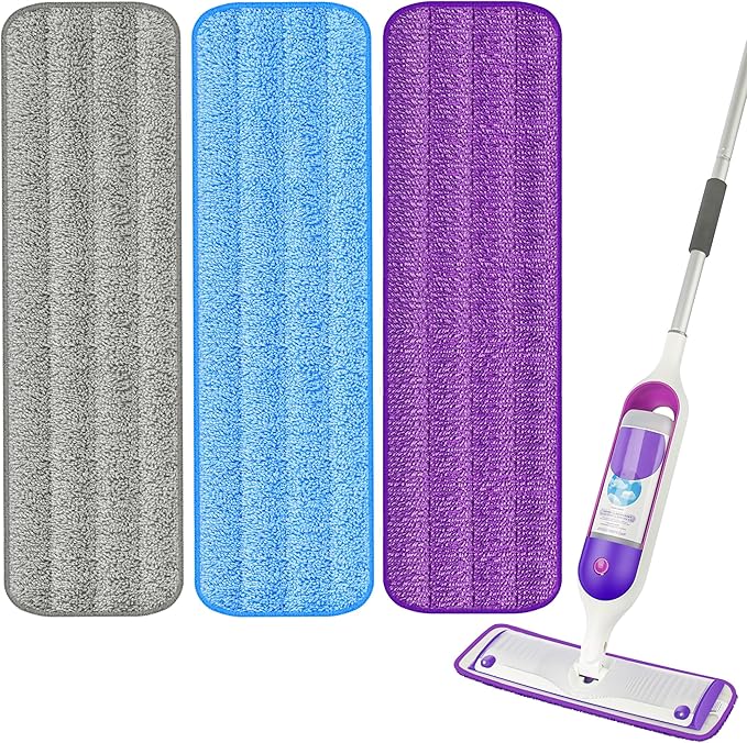 3 Pack Reusable Mop Pads for Swiffer PowerMop, Super Absorption, Multi-Surface Hardwood Floor Cleaning, Machine Washable Up to 100 Times, Durable, Suitable for All Finished Floors