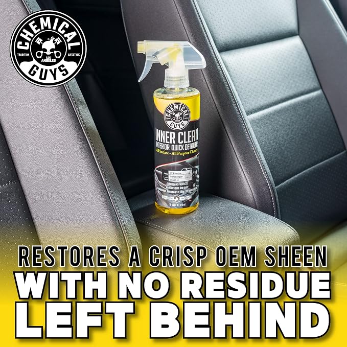 Chemical Guys, InnerClean Interior Quick Detailer & Protectant Spray, 16 oz | Spray-and-wipe detailer cleans and refreshes dashboards, door panels, seats and trim, leaving a non-greasy finish