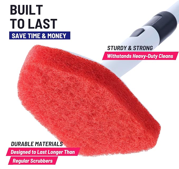 Scrubber Sponge Refill for 3 in 1 Moku Home Shower Scrubber, 2-Pack (Red) | Non-Scratch Pads for Tub, Tile, Sink, Shower, Kitchen, Wall & Floor; for Moku Home Extendable Long-Handle Bathroom Brush