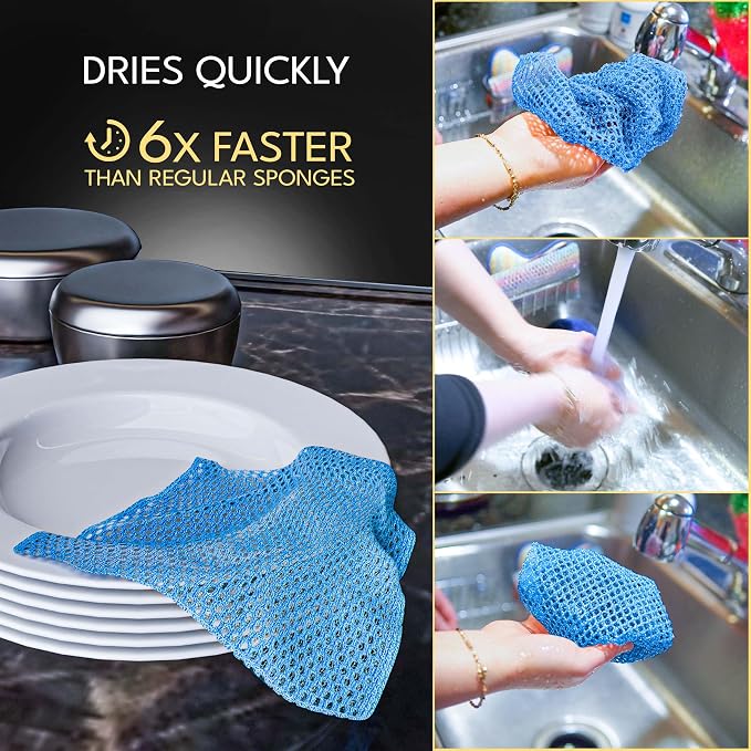 Non Scratch Dish Scrubbers for Cleaning Dishes (1PK) - Reusable Kitchen Sponge - Replace Dish Sponges for Washing Dishes - Best Household Scrubbing Pad & Alternative Dishwashing Scrub Pads Supplies