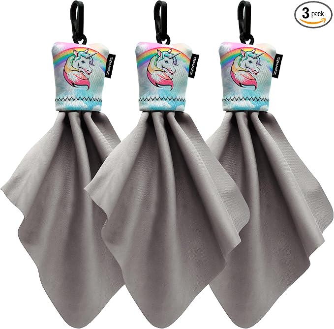 SPUDZ Classic Microfiber Lens Cleaner – Clip-On Pouch, Washable – for Binoculars, Scopes, Glasses, Screens |Unicorn Pastel, 6 x 6 Inch (3-Pack)