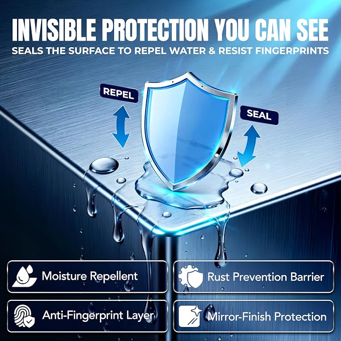 12 x 10oz Stainless Steel Cleaner and Polish - Cleans, Polishes & Protects Kitchen Appliances, Refrigerators, Sinks, Ovens & Grills - Residue & Streak Free Shine - Stainless Steel Cleaner for Sink