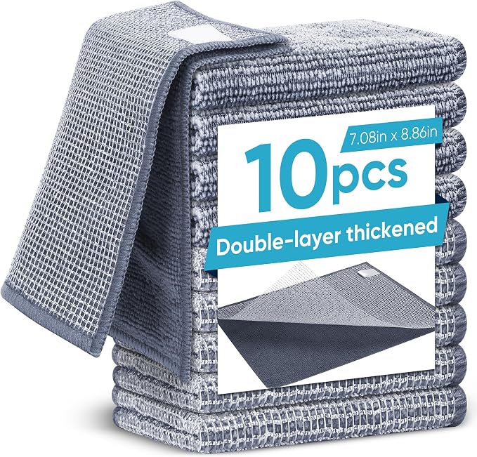 Forggon 10Pcs New Upgrade 2-Layer Non Scratch Wire Dishcloth,Wire Dishwashing Rag, Non-Scratch Wire Dishwashing Rags for Wet and Dry, Kitchen Cleaning Dish Rags for Cookware,Sinks, Dishes,Stove