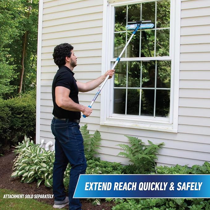 Unger Professional Connect & Clean 3’-6’ Aluminum Telescopic Extension Pole with Locking Cone & Quick-Flip Clamp – Compatible with Cleaning Tool Attachments, Window Cleaning & Dusting Tool