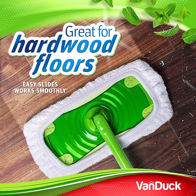 VanDuck Reusable 100% Cotton Mop Pads for Swiffer Sweeper (4-Pack) | Mop not included, reusable terry cloth mop covers, cotton replacement refills, machine washable wet mopping pads