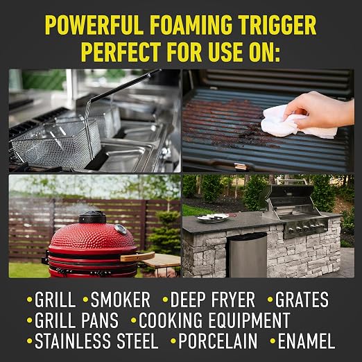 CLR Brands Grill Cleaner and Degreaser Spray, 26 oz. Bottle, BBQ Cleaner Removes Burnt Food, Grease and Grime from Grates and Racks, Pellet and Electric Smokers