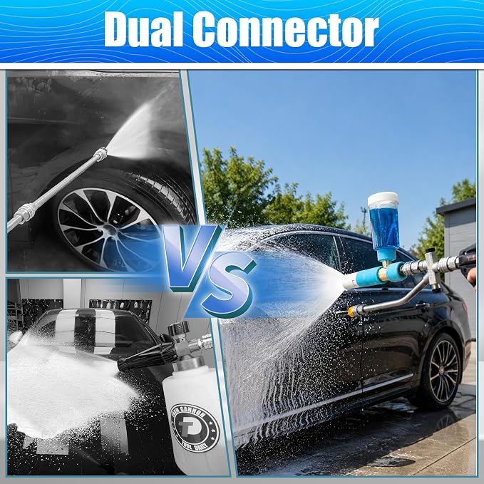 Tool Daily Mini Foam Cannon with Dual Connector, 5 Power Washer Tips | Original Soap Foam Cannon for Car Washing, 1/4" Quick Connect, 3600 PSI