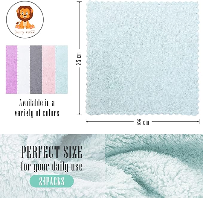24 Pack Kitchen Dishcloths - Does Not Shed Fluff - Reusable Dish Towels, Dish cloths, Super Absorbent Coral Fleece Cleaning Cloths, Nonstick Oil Washable Fast Drying, 10 x 10 Inch (Multicolor)