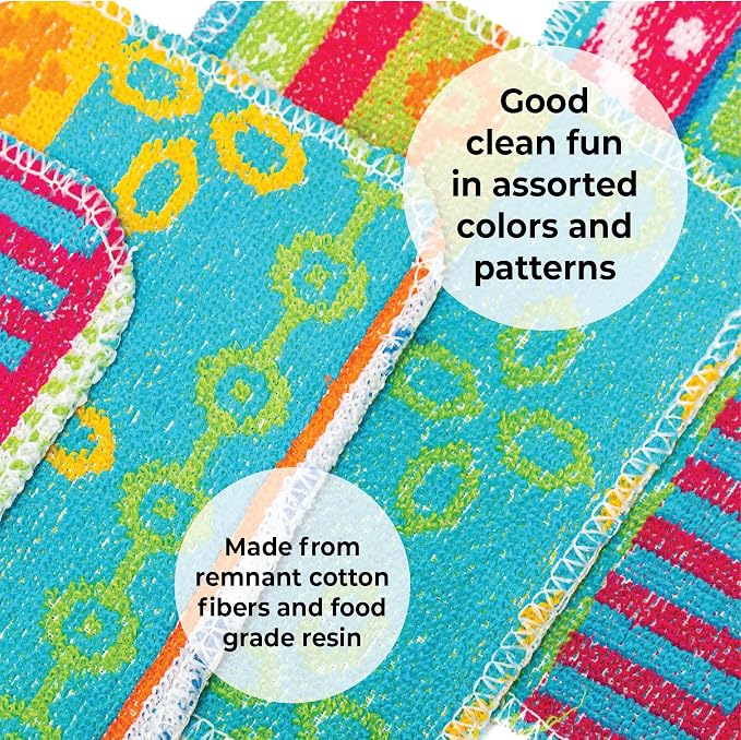 Skoy Scrub, 2-pack Reusable, Non-Scratching Dish Scrubber for Kitchen and Household Cleaning, Planet-Friendly, Dishwasher Safe Soft Scrub, Assorted Colors and Designs