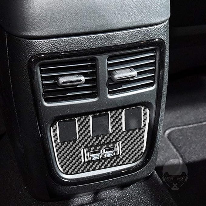Real Carbon Fiber Trim for Dodge Charger Chrysler 300 Accessories | for Charger 2011+ Chrysler 300 2011-2023 Rear USB Panel Sticker Interior Thick Overlay Decal - A